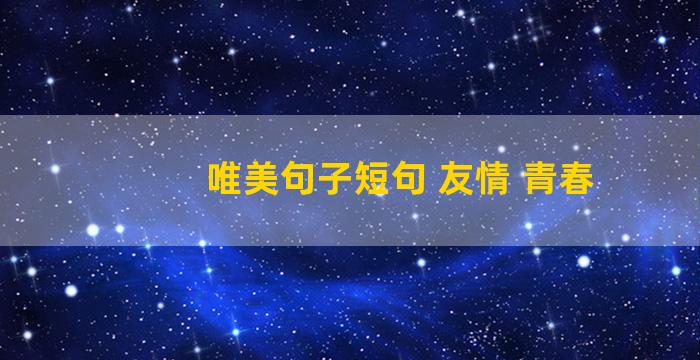 唯美句子短句 友情 青春